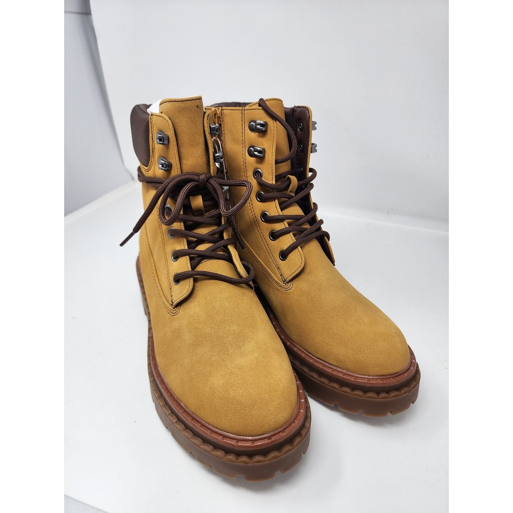 Wild Fable Womens Lace Up Platform Combat Boots Tan Faux Suede Size 10